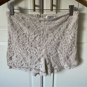 Streetwear Society Cream High Waist Lace Shorts